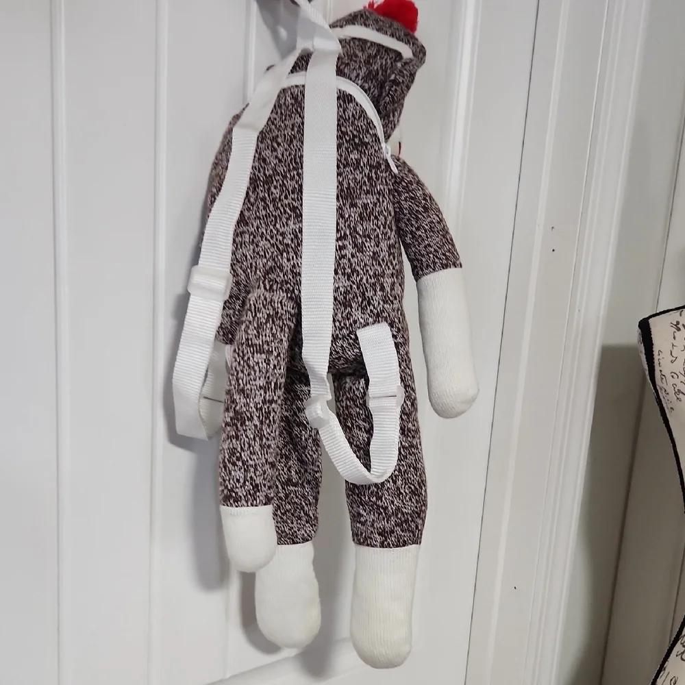 Vintage Plushland Sock Monkey Plush Backpack